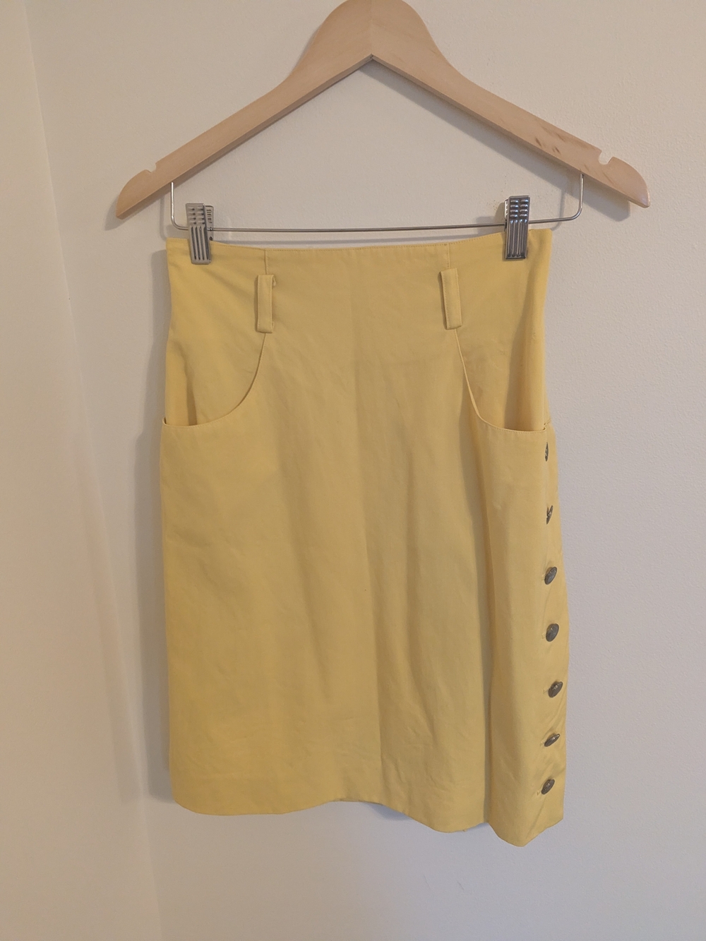 Yellow ILGWU A-Line Button-Side Pocket Skirt